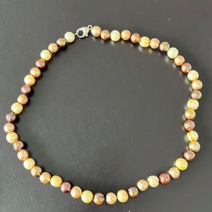 Brown, cream, light brown pearl necklace
